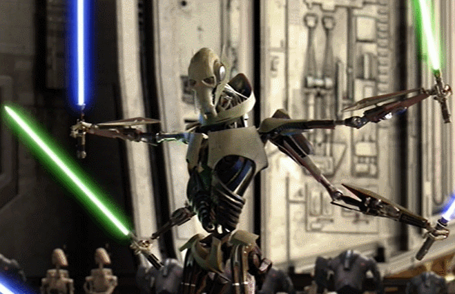 General Grievous, Revenge of the Sith, lightsabers